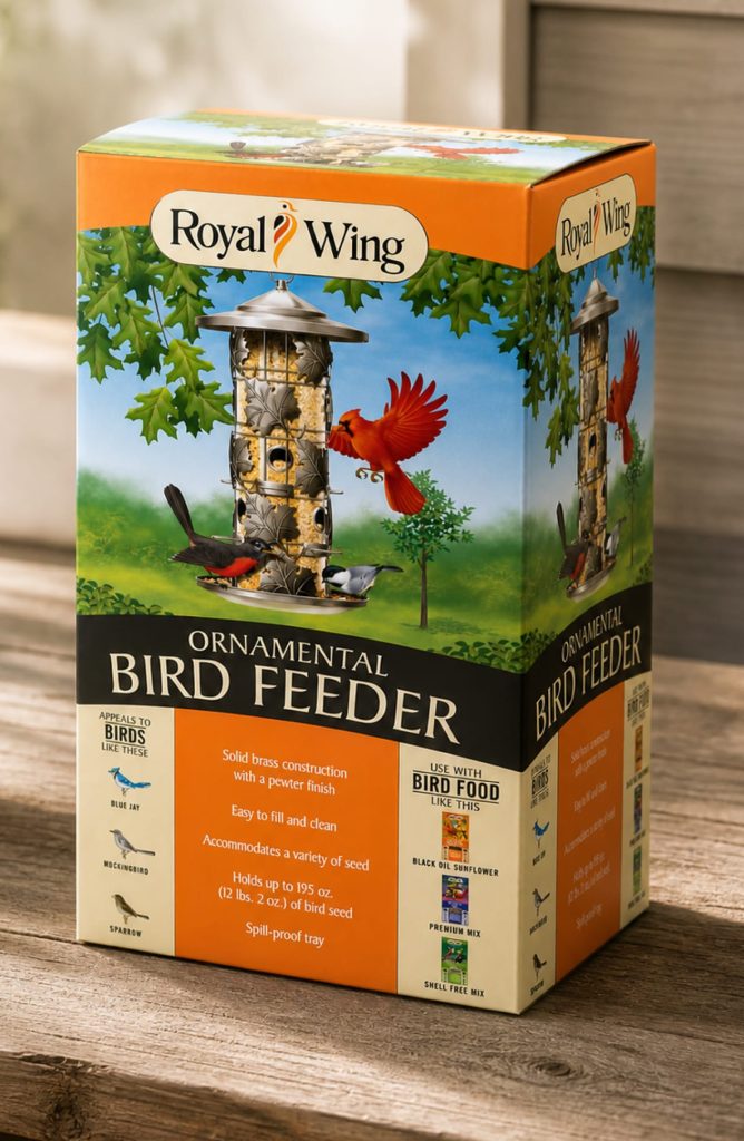 Royal Wing bird feeder packaging