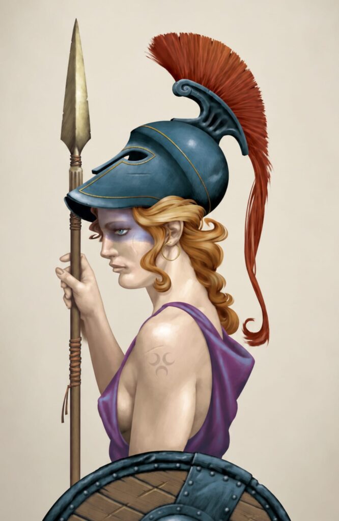 color illustration of the goddess Athena
