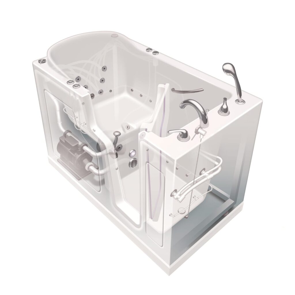 technical drawing cutaway of bathtub