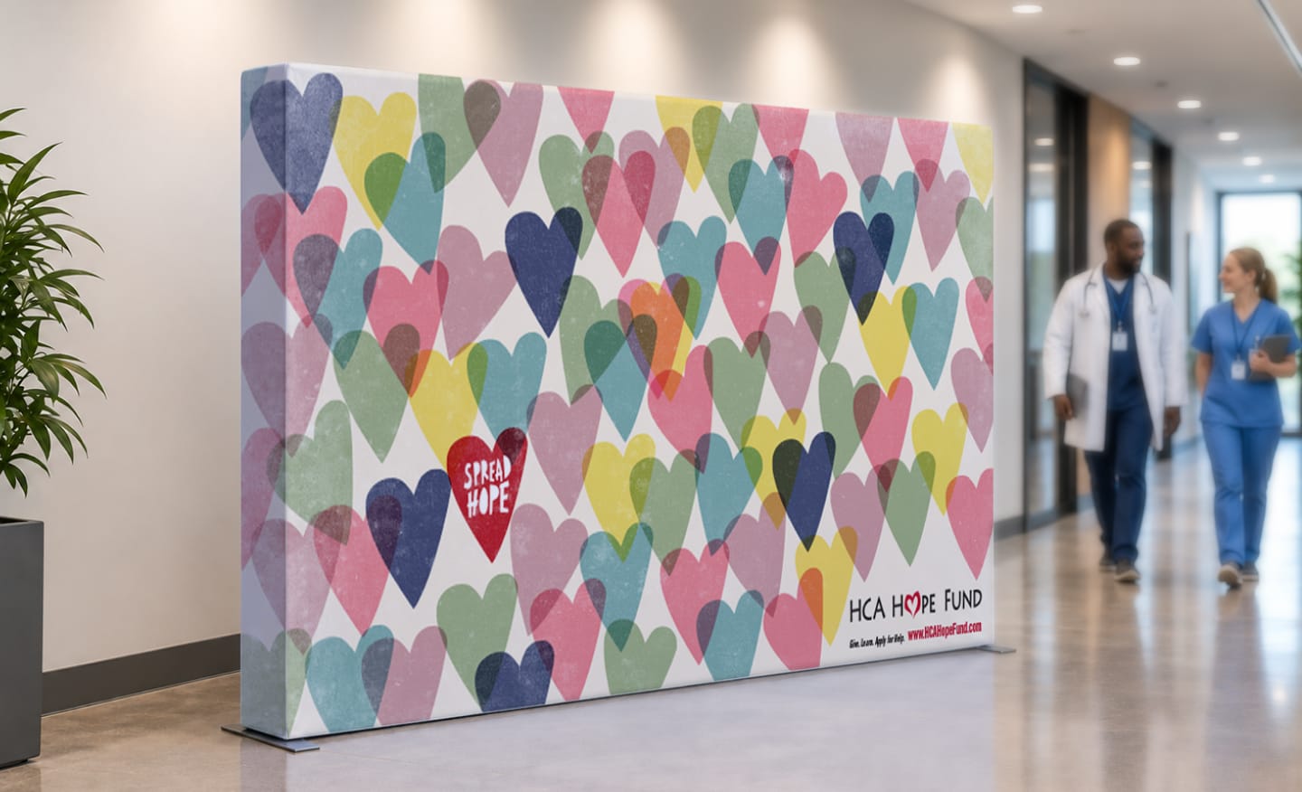 Spread Hope heart wall installation